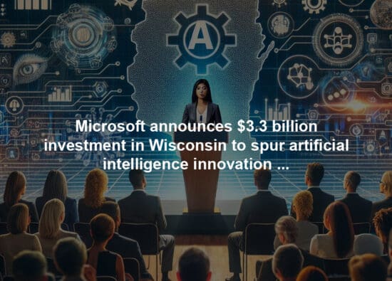 Microsoft announces $3.3 billion investment in Wisconsin to spur artificial intelligence innovation and economic growth