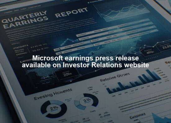 Microsoft earnings press release available on Investor Relations website