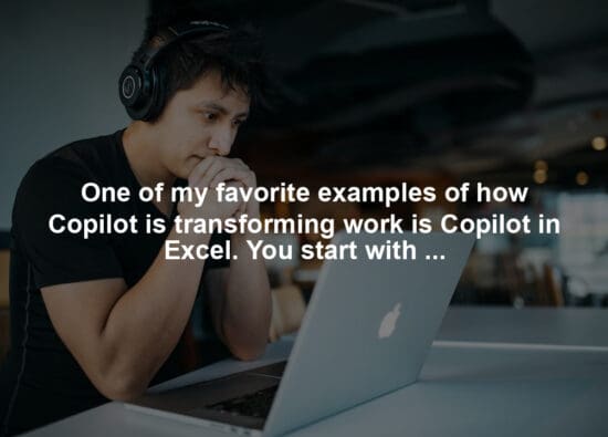 One of my favorite examples of how Copilot is transforming work is Copilot in Excel. You start with a high-level prompt, and Copilot uses advanced reasoning capabilities to build out a full plan. Just like how Excel improved population-scale number-sense, we think Copilot in Excel with Python will improve analysis-sense for the world. Try it for yourself.